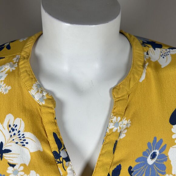 Old Navy Dress 2XL Yellow Midi Tiered Floral Long Sleeves Flowy Ruffle Casual - Picture 6 of 14